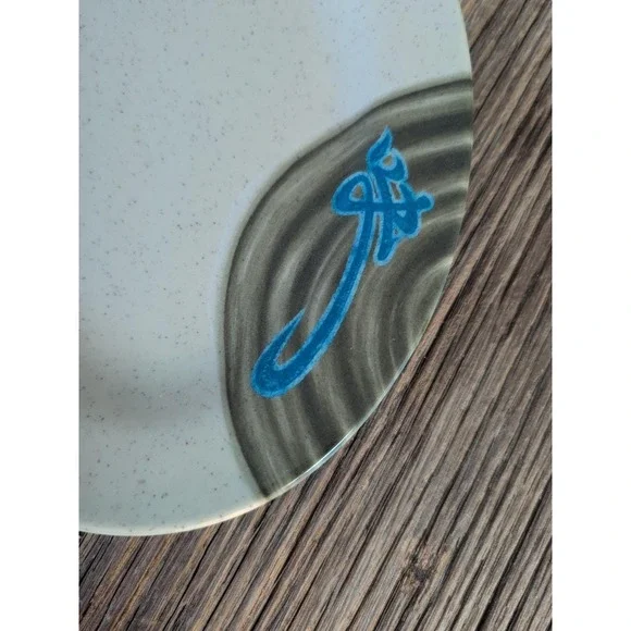 Thunder Group Melamine Oval Platter Asian Design Blue Grey Speckled 9.75 Inch - Picture 2 of 13
